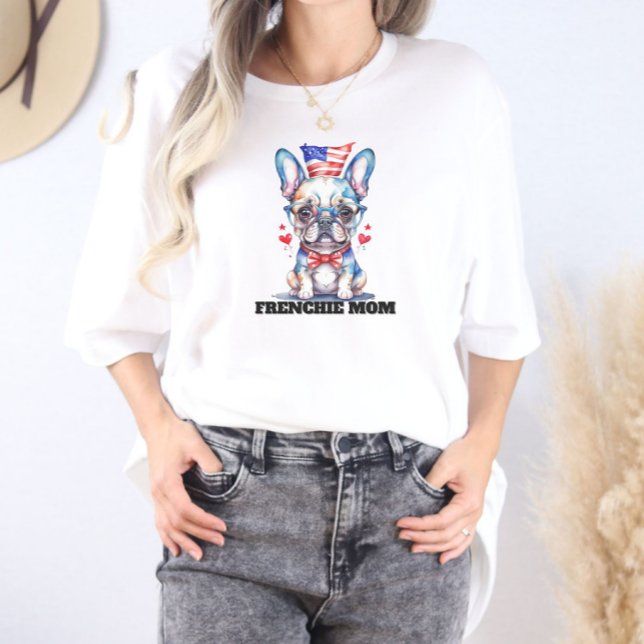 Cute French Bulldog American Flag with Hearts T-Shirt (Creator Uploaded)