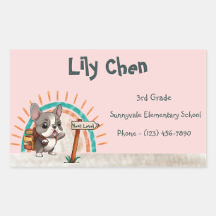 Cute French Bulldog Back to School Rainbow Rectangular Sticker