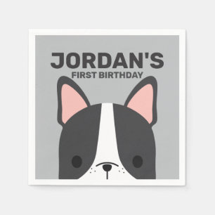 Cute French Bulldog Birthday Napkin