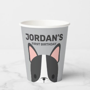 Cute French Bulldog Birthday Paper Cups