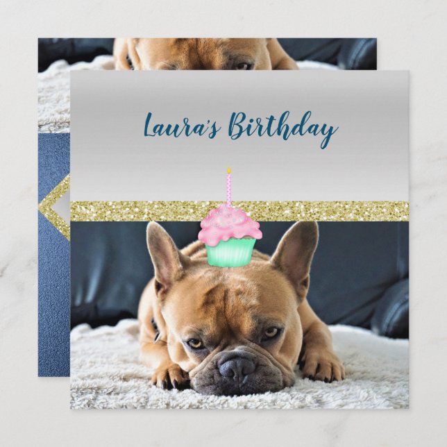 Cute French Bulldog Birthday Party INVITATION (Front/Back)