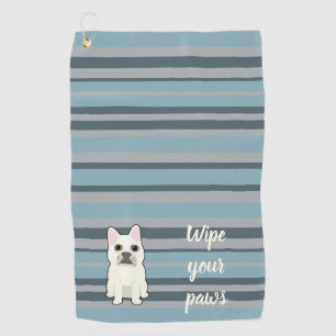 Cute French Bulldog Blue Striped Golf Towel