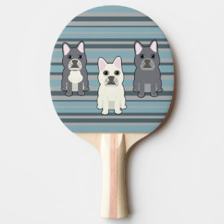 Cute French Bulldog Blue Striped Ping Pong Paddle
