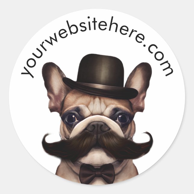 Cute French Bulldog Business Website Promotional Classic Round Sticker (Front)