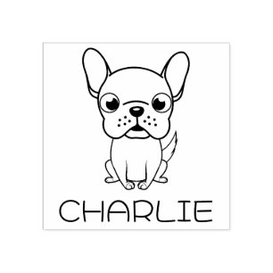 Cute French Bulldog Cartoon Wooden Art Rubber Stamp