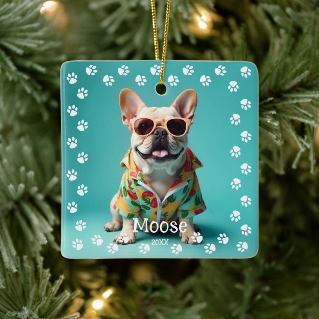Cute French Bulldog Ceramic Ornament (Tree)