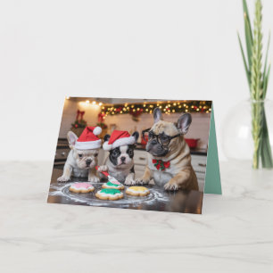 Cute French Bulldog Christmas Cookie Card
