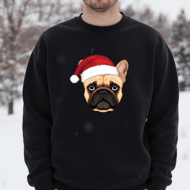 Cute French Bulldog Christmas Santa Hat Sweatshirt (Creator Uploaded)