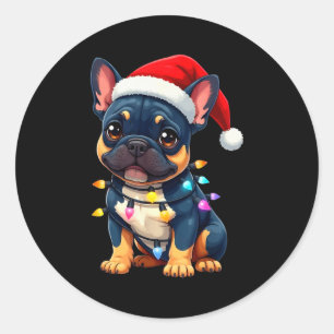 Cute French Bulldog Christmas Santa Pet Dog Lover Classic Round Sticker