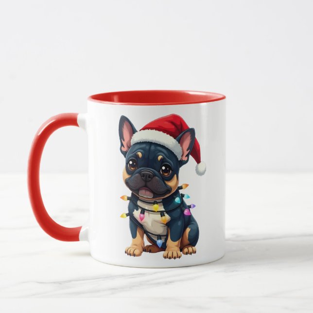 Cute French Bulldog Christmas Santa Pet Dog Lover  Mug (Left)