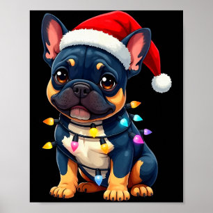 Cute French Bulldog Christmas Santa Pet Dog Lover Poster