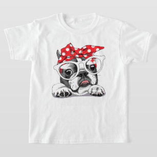 Cute French Bulldog Colourful Headband And Glasses T-Shirt