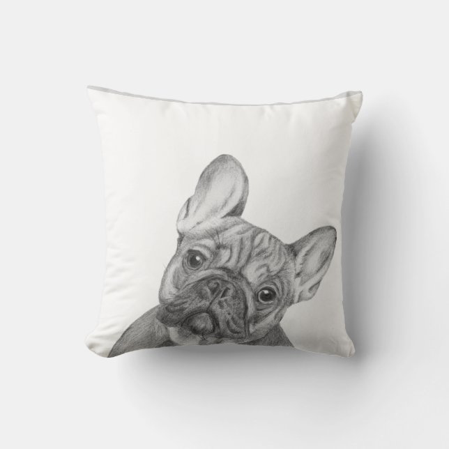 Cute French Bulldog cushion by Tracy Stone (Front)