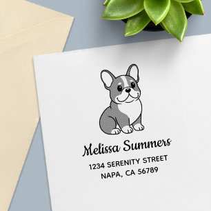 Cute French Bulldog Custom Address Self-inking Stamp