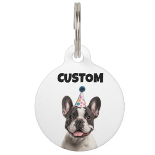 Cute French Bulldog Custom Birthday Pet Tag