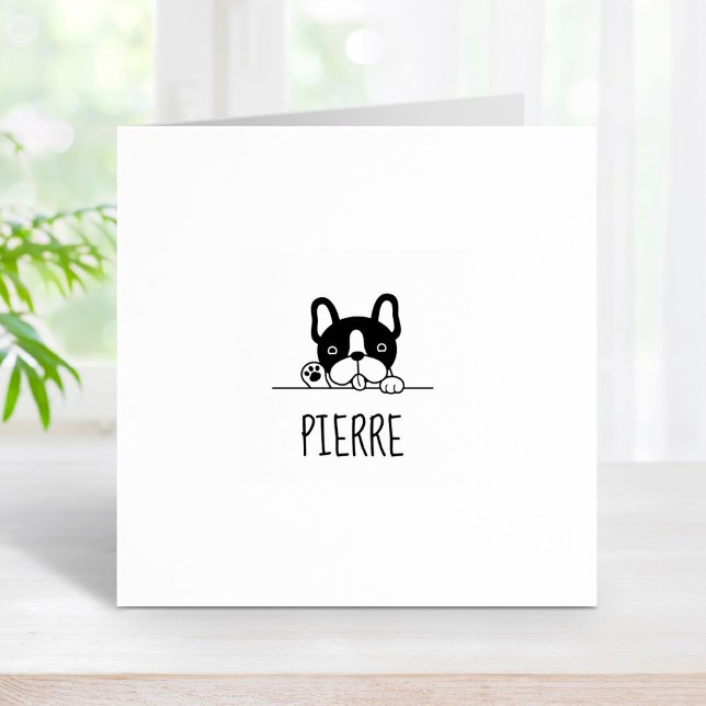 Cute French Bulldog Custom Name Rubber Stamp (Creator Uploaded)