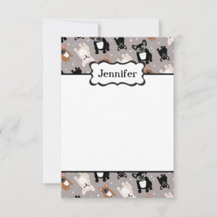 Cute French Bulldog Customise with Your Name Card