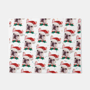 Cute French Bulldog Dog Christmas Pattern Doormat