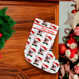 Cute French Bulldog Dog Christmas Pattern Small Christmas Stocking