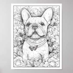 Cute French Bulldog Dog Colouring Poster