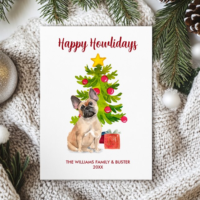 Cute French Bulldog Dog Family Christmas Holiday Card (Creator Uploaded)