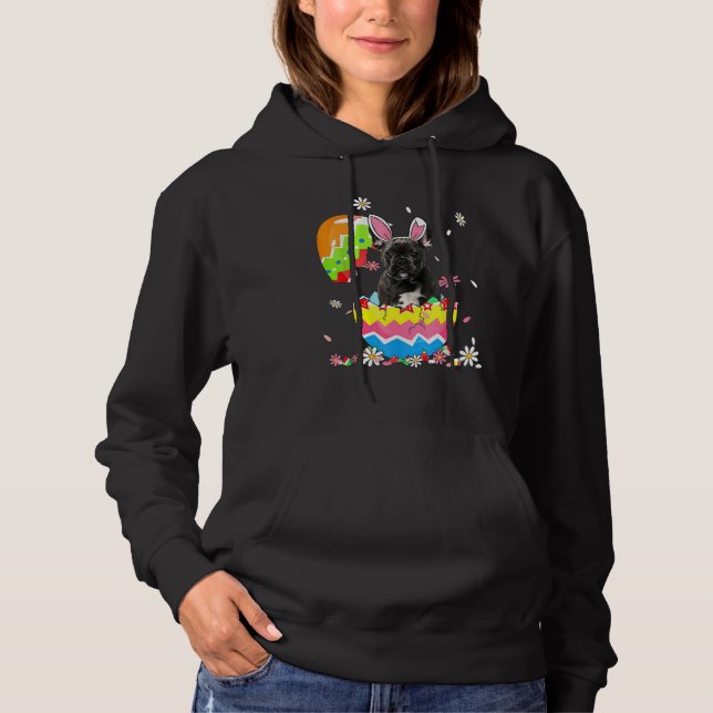 Cute French Bulldog Dog Pet Hunting Egg Bunny East Hoodie (Front)