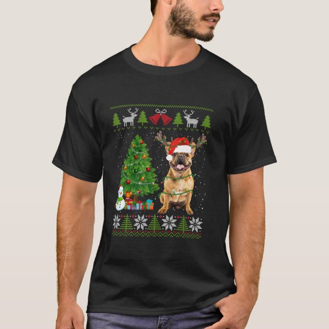 Cute French Bulldog Dog Santa Hat Ugly Sweater Xma (Front)