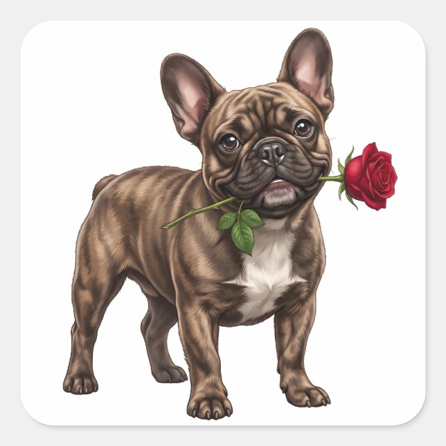 ‏Cute French Bulldog Dog Square Sticker (Front)