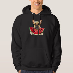 Cute French Bulldog Dog & Watermelon Tropical Frui Hoodie