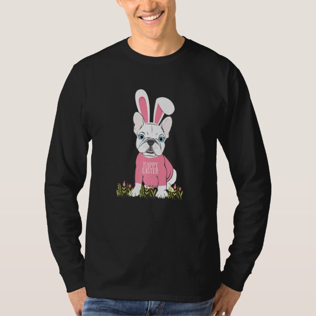 Cute French Bulldog Easter Bunny Ears Graphic T-Shirt (Front)