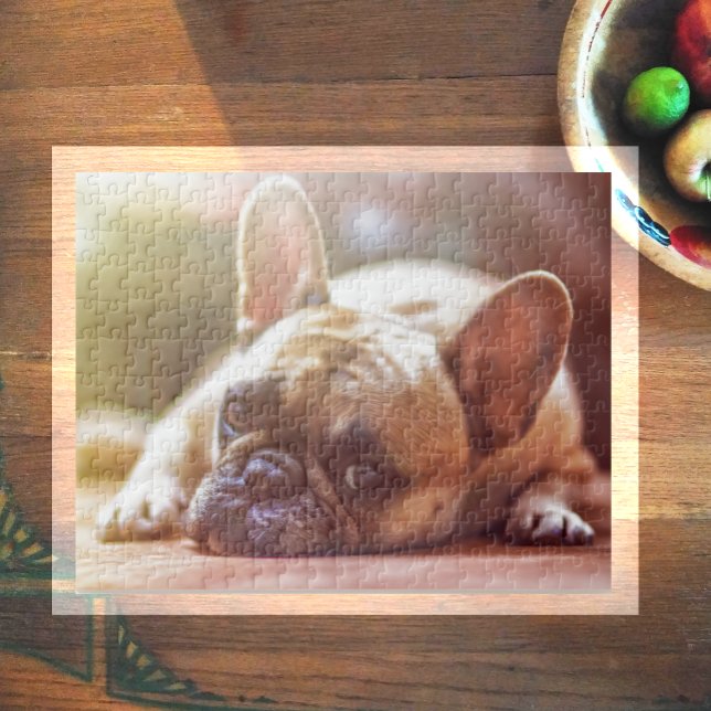 Cute French Bulldog Face, Lying Down Jigsaw Puzzle (Creator Uploaded)