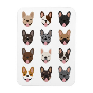Cute French Bulldog Faces Pattern Magnet
