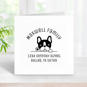 Cute French Bulldog Family Arch Address 2 Rubber Stamp