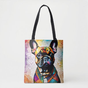 Cute French Bulldog "Frenchie" Colourful Tote Bag