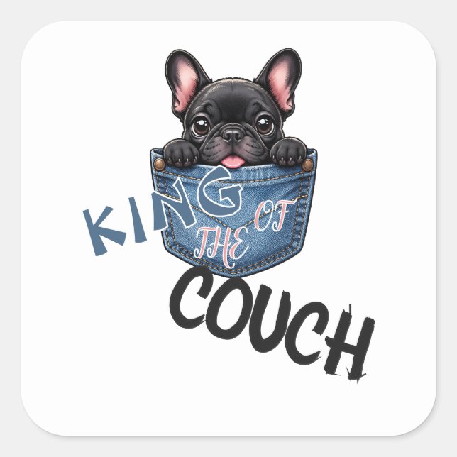 Cute French Bulldog Funny Dog Lover Square Sticker (Front)