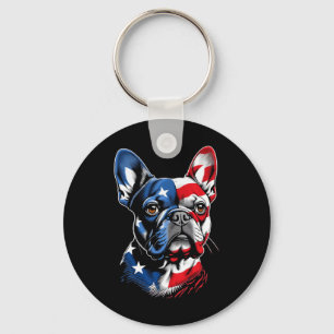 Cute French Bulldog Funny Dog Usa American Flag 4t Key Ring
