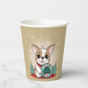 Cute French Bulldog Funny New Year's Eve Party Paper Cups