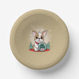 Cute French Bulldog Funny New Year's Eve Party Paper Plate