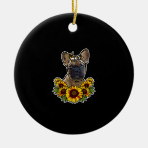 cute french bulldog gift sunflower decor gift ceramic tree decoration