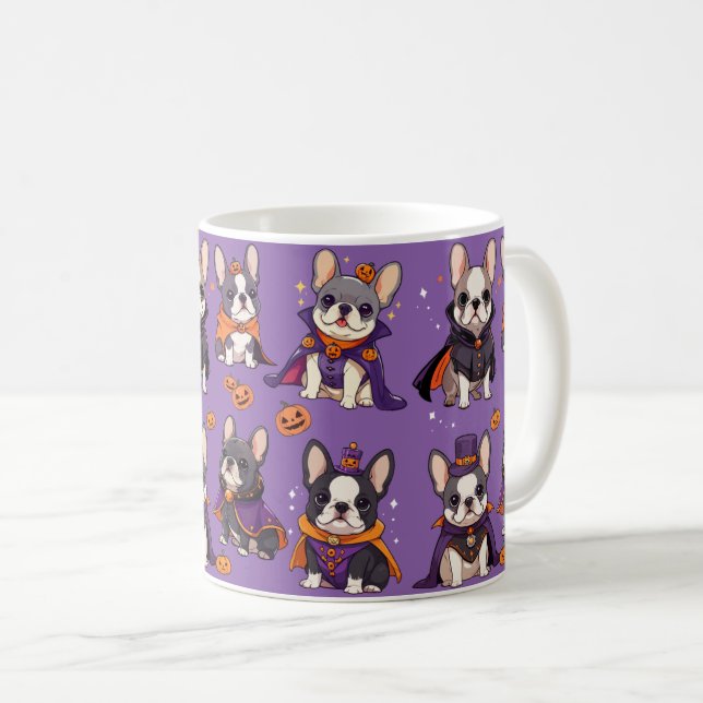 Cute French Bulldog halloween pattern Coffee Mug (Front Right)