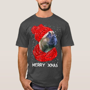 Cute French Bulldog Hat Scarf Merry Xmas Snow T-Shirt
