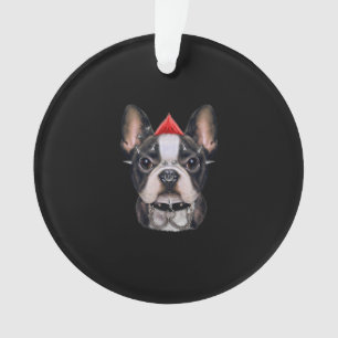 Cute French Bulldog in Punk Rock Style Gift Ornament