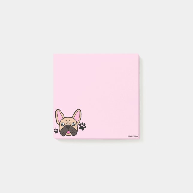 Cute French Bulldog Kawaii Light Pink Post-it Notes (Front)