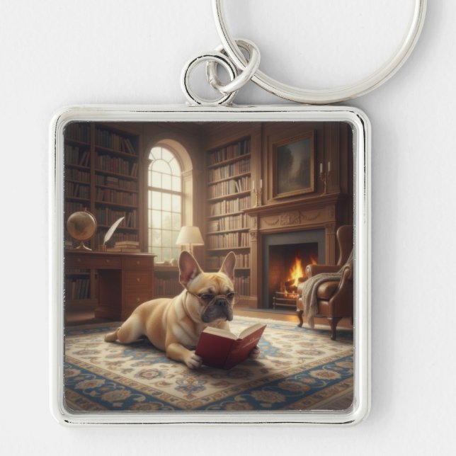 Cute French Bulldog Key Ring (Front)