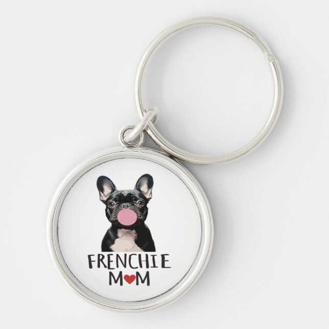 Cute French bulldog Key Ring (Front)