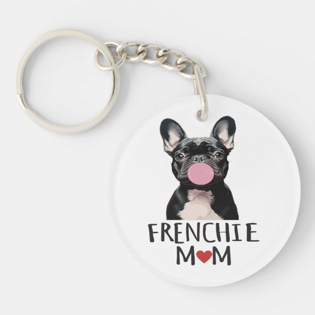 Cute French bulldog Key Ring (Front)