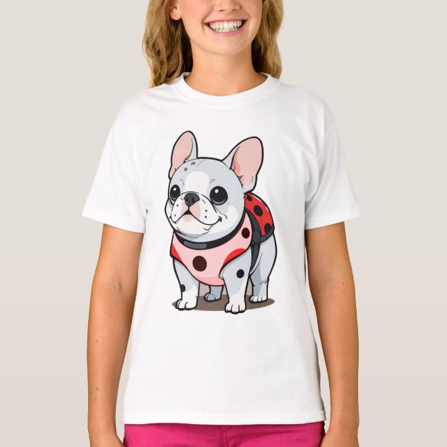 Cute French Bulldog Ladybug T-Shirt (Front)