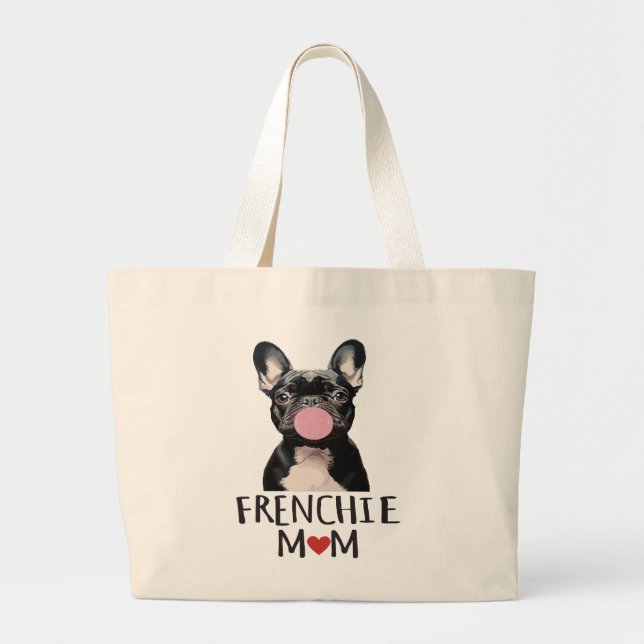Cute French bulldog Large Tote Bag (Front)