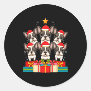 Cute French Bulldog Le Frenchie Christmas Tree Xma Classic Round Sticker