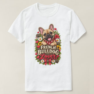 Cute French Bulldog Lover Floral Paw Print T-Shirt